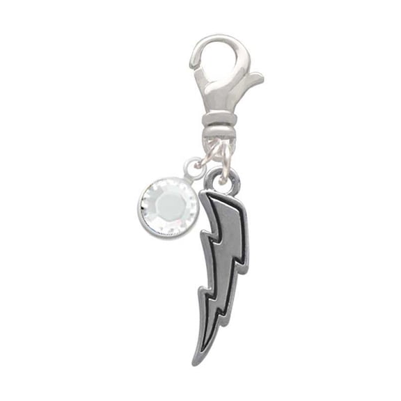 Delight Jewelry Silvertone Lightning Bolt - Silvertone Clip on Charm with Clear Crystal Drop
