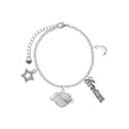 thumbnail image 1 of Delight Jewelry Silvertone Lil Sister Banner on Clear Crystal Heart Silvertone Dream Big Charm Bracelet, 7.5+2" Extender, 1 of 4