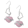 thumbnail image 1 of Delight Jewelry Silvertone Lil Sister Banner on Pink Crystal Heart Open Heart French Earrings, 1 of 4