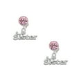 thumbnail image 1 of Delight Jewelry Silvertone Lil Sister Pink Crystal Clip on Earrings, 1 of 5