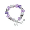 thumbnail image 1 of Delight Jewelry Silvertone Lil Sister in Open Heart - 5/8'' Purple Butterfly Bead Charm Bracelet, 7"+1" Extender, 1 of 5