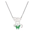 thumbnail image 1 of Delight Jewelry Silvertone Lime Green Butterfly with 2 Lime Green Crystals Silvertone Dream Big Pendant Necklace, 25", 1 of 4