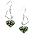 thumbnail image 1 of Delight Jewelry Silvertone Lime Green Cheetah Print Heart Open Heart French Earrings, 1 of 4