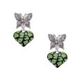 thumbnail image 1 of Delight Jewelry Silvertone Lime Green Cheetah Print Heart Silvertone Antiqued Butterfly Post Earrings, 1 of 4