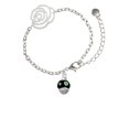 thumbnail image 1 of Delight Jewelry Silvertone Lime Green Dots on Black Spinner Silver-tone Flower Link Chain Bracelet, 6.75"+2" Extender, 1 of 4