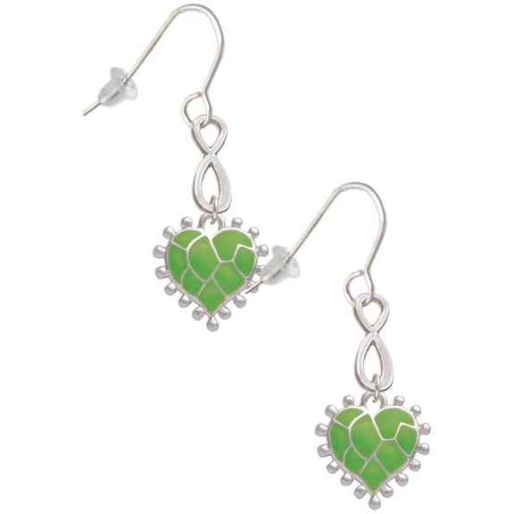 Delight Jewelry Silvertone Lime Green Giraffe Print Heart Silver tone Infinity French Earrings