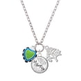 thumbnail image 1 of Delight Jewelry Silvertone Lime Green & Silvertone Hot Blue Heart with Black Ruffles Let Things Go Fall Zoey Charm Necklace, 28", 1 of 4