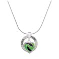 thumbnail image 1 of Delight Jewelry Silvertone Lime Green Zebra Print Heart Hero Ring Charm Necklace, 18", 1 of 4