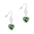 thumbnail image 1 of Delight Jewelry Silvertone Lime Green Zebra Print Heart Silvertone Leaf French Earrings, 1 of 5