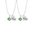 thumbnail image 1 of Delight Jewelry Silvertone Lime Green with Crystals Spinner Mother & Daughter Heart Necklaces (Set of 2), 19"+2", 1 of 4