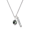 thumbnail image 1 of Delight Jewelry Silvertone Lime Leaves on Black Band Spinner Silvertone Family Bar Charm Necklace, 23", 1 of 4