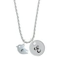 thumbnail image 1 of Delight Jewelry Silvertone Little Bird Initial - E - Silvertone Script Initial Disc - E - Charm Necklace, 20"+3", 1 of 4