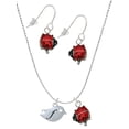 thumbnail image 1 of Delight Jewelry Silvertone Little Bird Initial - F - Red Lucky Ladybug Necklace and Dangle Earrings Set, 1 of 6