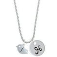 thumbnail image 1 of Delight Jewelry Silvertone Little Bird Initial - F - Silvertone Script Initial Disc - H - Charm Necklace, 20"+3", 1 of 4
