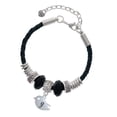thumbnail image 1 of Delight Jewelry Silvertone Little Bird Initial - G - Grandmother Celtic Knot Leather Bead Bracelet, 7"+2" Extender, 1 of 4