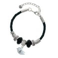 thumbnail image 1 of Delight Jewelry Silvertone Little Bird Initial - H - Coach Celtic Knot Leather Bead Bracelet, 7"+2" Extender, 1 of 4