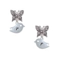 thumbnail image 1 of Delight Jewelry Silvertone Little Bird Initial - R - Silvertone Antiqued Butterfly Post Earrings, 1 of 4
