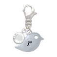 thumbnail image 1 of Delight Jewelry Silvertone Little Bird Initial - R - - Silvertone Clip on Charm with Clear Crystal Drop, 1 of 4