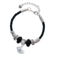 thumbnail image 1 of Delight Jewelry Silvertone Little Bird Initial - S - Mom Celtic Knot Leather Bead Bracelet, 7"+2" Extender, 1 of 4