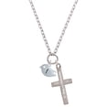 thumbnail image 1 of Delight Jewelry Silvertone Little Bird Initial - T - Be Strong and Courageous Engraved Cross Zoey Necklace, 28", 1 of 4
