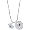 thumbnail image 1 of Delight Jewelry Silvertone Little Bird Initial - U - Silvertone Script Initial Disc - F - Charm Necklace, 20"+3", 1 of 4