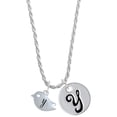 thumbnail image 1 of Delight Jewelry Silvertone Little Bird Initial - Y - Silvertone Script Initial Disc - Y - Charm Necklace, 20"+3", 1 of 4