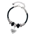 thumbnail image 1 of Delight Jewelry Silvertone Little Sister Heart Mom Celtic Knot Leather Bead Bracelet, 7"+2" Extender, 1 of 4