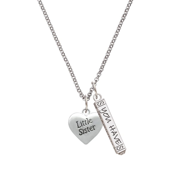 Delight Jewelry Silvertone Little Sister Heart Silvertone Live the Life You Have Imagined Bar Charm Necklace, 23"