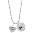 thumbnail image 1 of Delight Jewelry Silvertone Little Sister Heart Silvertone Script Initial Disc - A - Charm Necklace, 20"+3", 1 of 4