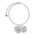 thumbnail image 1 of Delight Jewelry Silvertone Little Sister on AB Crystal Heart - Domed Thank You Charm Bracelet, 6"+2", 1 of 5