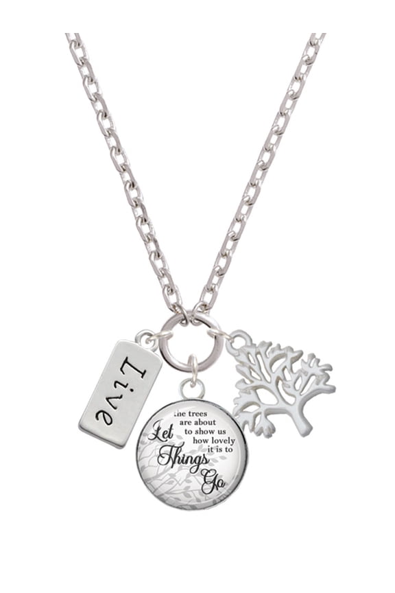 Silvertone Live Let Things Go Fall Zoey Charm Necklace, 28"