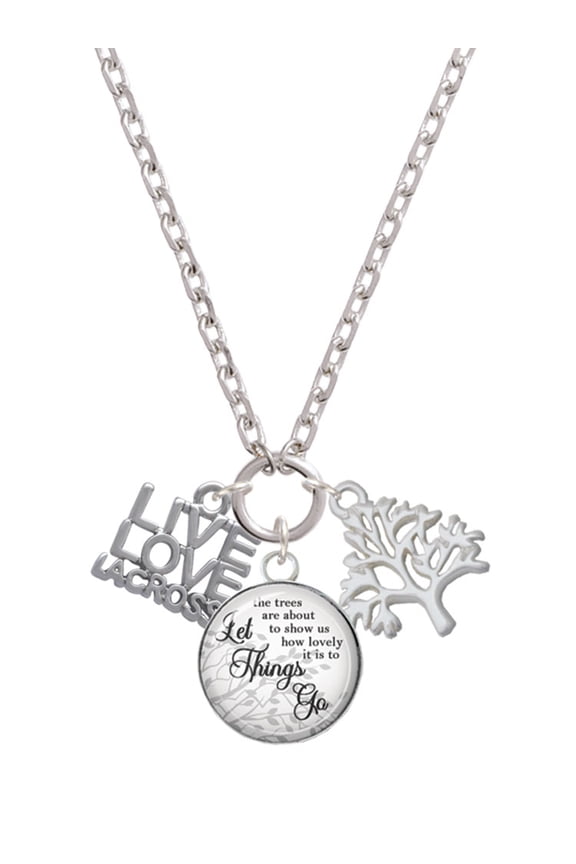 Silvertone Live Love Lacrosse Let Things Go Fall Zoey Charm Necklace, 28"