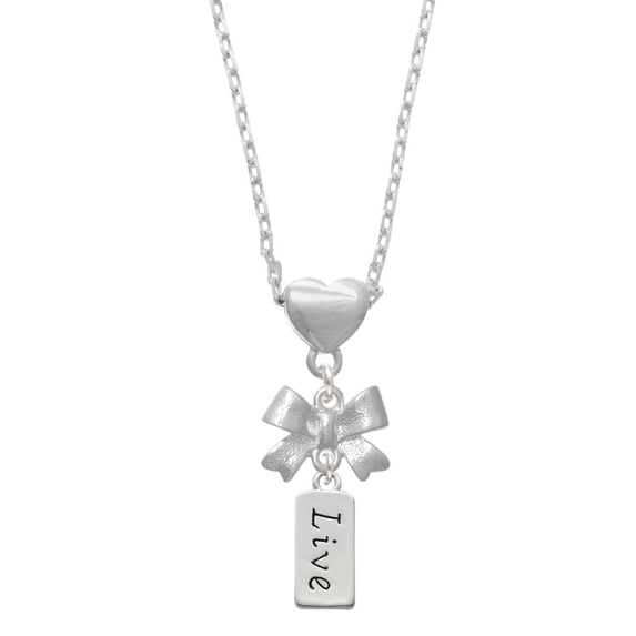 Delight Jewelry Silvertone Live Silver tone Bow Heart Necklace