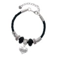 thumbnail image 1 of Delight Jewelry Silvertone Live in the Moment Heart Mother Celtic Knot Leather Bead Bracelet, 7"+2" Extender, 1 of 1
