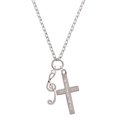 thumbnail image 1 of Delight Jewelry Silvertone Long Curly Clef Everlasting Love Engraved Cross Zoey Necklace, 28", 1 of 4
