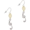 thumbnail image 1 of Delight Jewelry Silvertone Long Curly Clef Goldtone Leaf French Earrings, 1 of 4