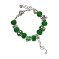 thumbnail image 1 of Delight Jewelry Silvertone Long Curly Clef - Green Irish Luck Bead Charm Bracelet, 7.5", 1 of 4