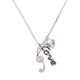 thumbnail image 1 of Delight Jewelry Silvertone Long Curly Clef - Love and Lock Charm Necklace, 18"+1", 1 of 4