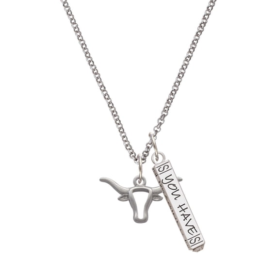 Delight Jewelry Silvertone Longhorn Head Outline Silvertone Live the Life You Have Imagined Bar Charm Necklace, 23"