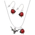 thumbnail image 1 of Delight Jewelry Silvertone Longhorn Red Lucky Ladybug Necklace and Dangle Earrings Set, 1 of 6