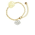 thumbnail image 1 of Delight Jewelry Silvertone Lotus Outline Gold-tone Flower Link Chain Bracelet, 6.75"+2" Extender, 1 of 4