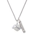 thumbnail image 1 of Delight Jewelry Silvertone Love Banner on Clear Crystal Heart Silvertone Mother Daughter Bar Charm Necklace, 23", 1 of 4