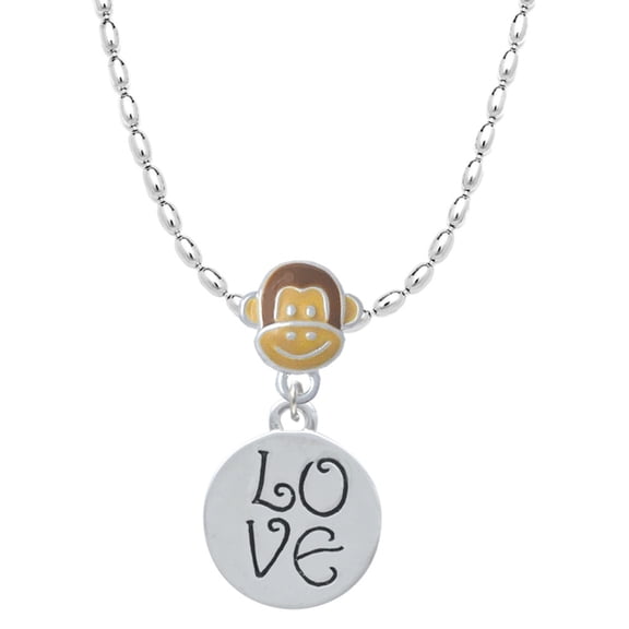 Delight Jewelry Silvertone Love Circle Mia Monkey Charm Necklace