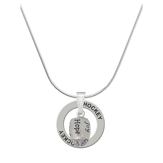 Delight Jewelry Silvertone Love, Faith, Pray, Peace, Joy, Hope Spinner Hockey Ring Charm Necklace, 18"