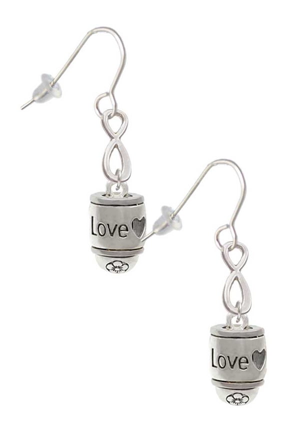 Silvertone Love Forever Spinner Silver tone Infinity French Earrings