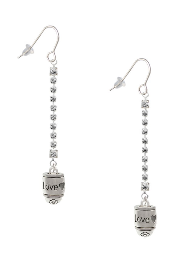 Silvertone Love Forever Spinner - Silver-tone Long Sparkle Dangle French Earrings