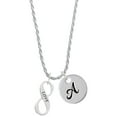 thumbnail image 1 of Delight Jewelry Silvertone Love Infinity Sign Silvertone Script Initial Disc - A - Charm Necklace, 20"+3", 1 of 4