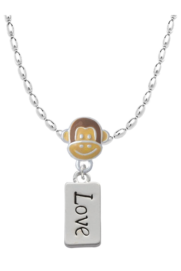 Silvertone Love Mia Monkey Charm Necklace