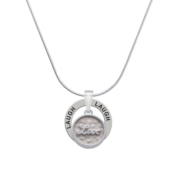 Delight Jewelry Silvertone Love - Round Seal Laugh Ring Charm Necklace, 18"