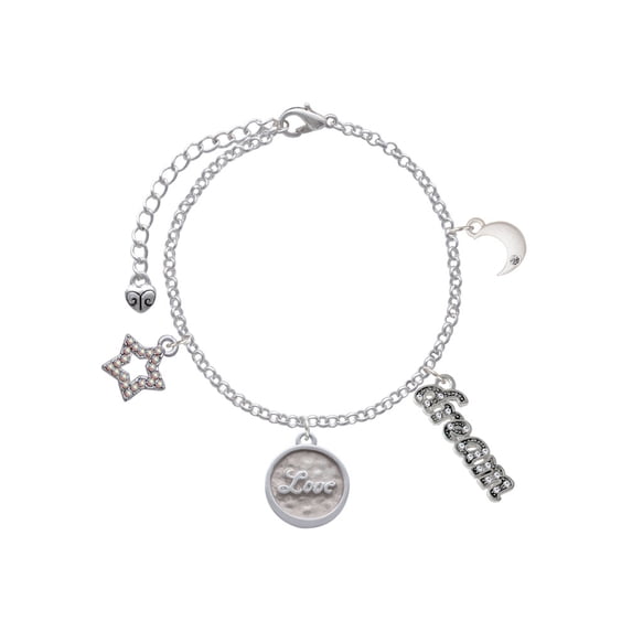 Delight Jewelry Silvertone Love - Round Seal Silvertone Dream Big Charm Bracelet, 7.5+2" Extender
